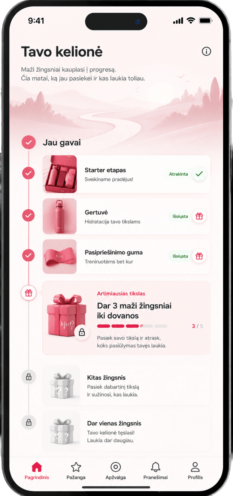Kjut app - tavo kelionė su progresu ir dovanomis