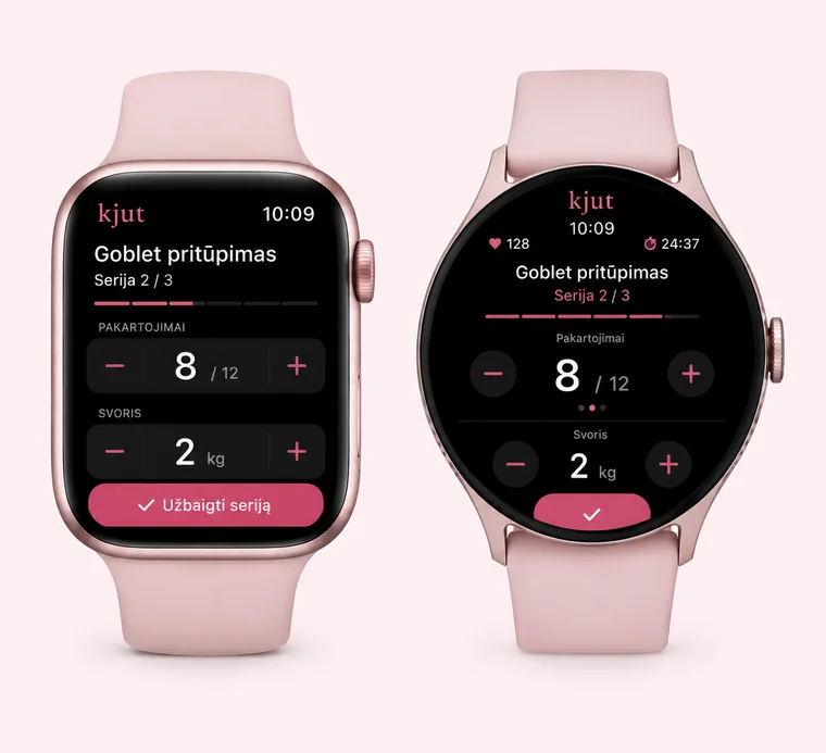 Kjut app - integracija su Apple Watch ir Android laikrodžiais